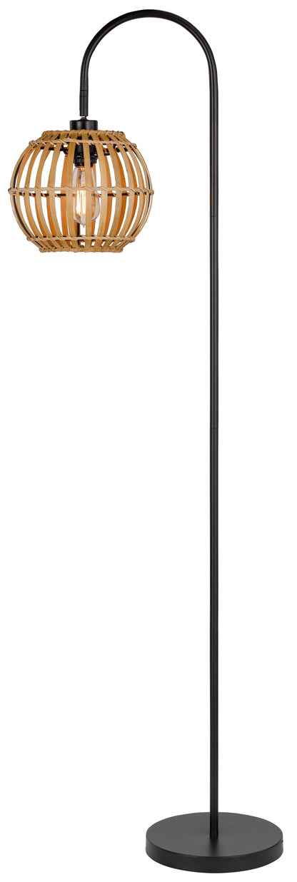 60W Worcrest Downbridge Metal Floor Lamp With Bamboo Shade