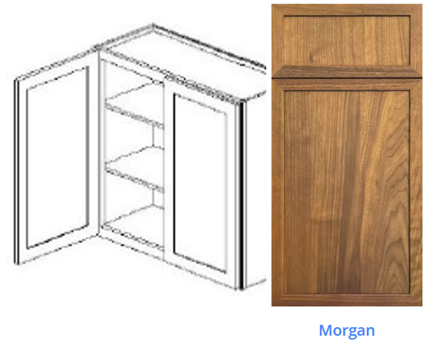 Custom Frameless Cabinet 24 in. upper cabinet 36 in. tall 12 in. deep with 2-doors