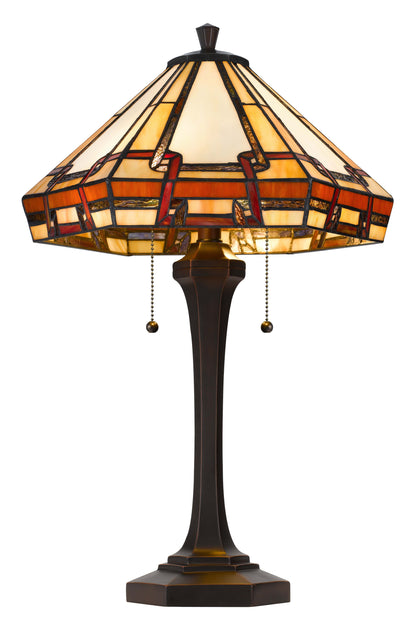 60W X 2 Tiffany Table Lamp With Pull Chain Switch With Resin Lamp Body