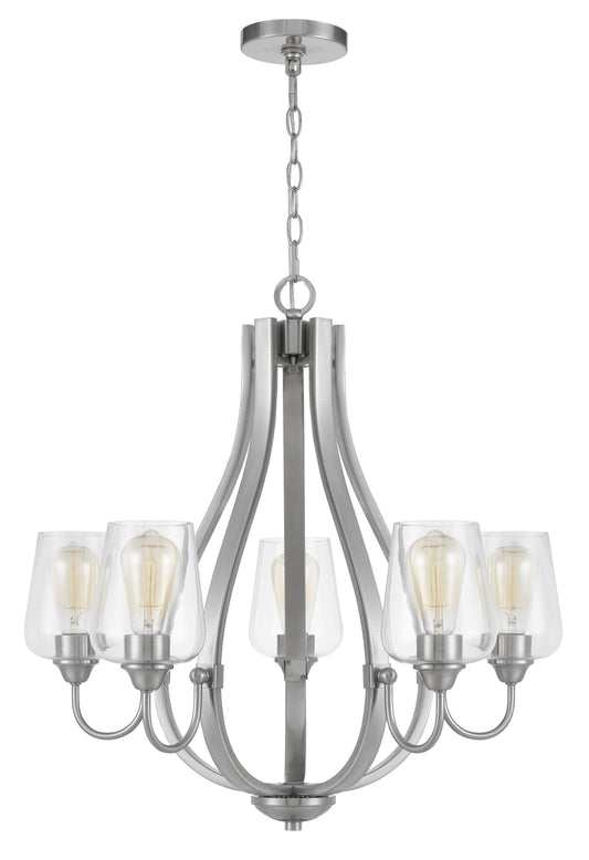 Newport Metal Chandelier With Glass Shades