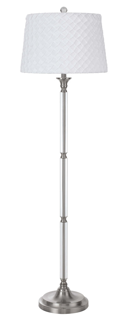 150W 3 Way Ruston Crystal/Metal Floor Lamp With Pleated Hardback Shade