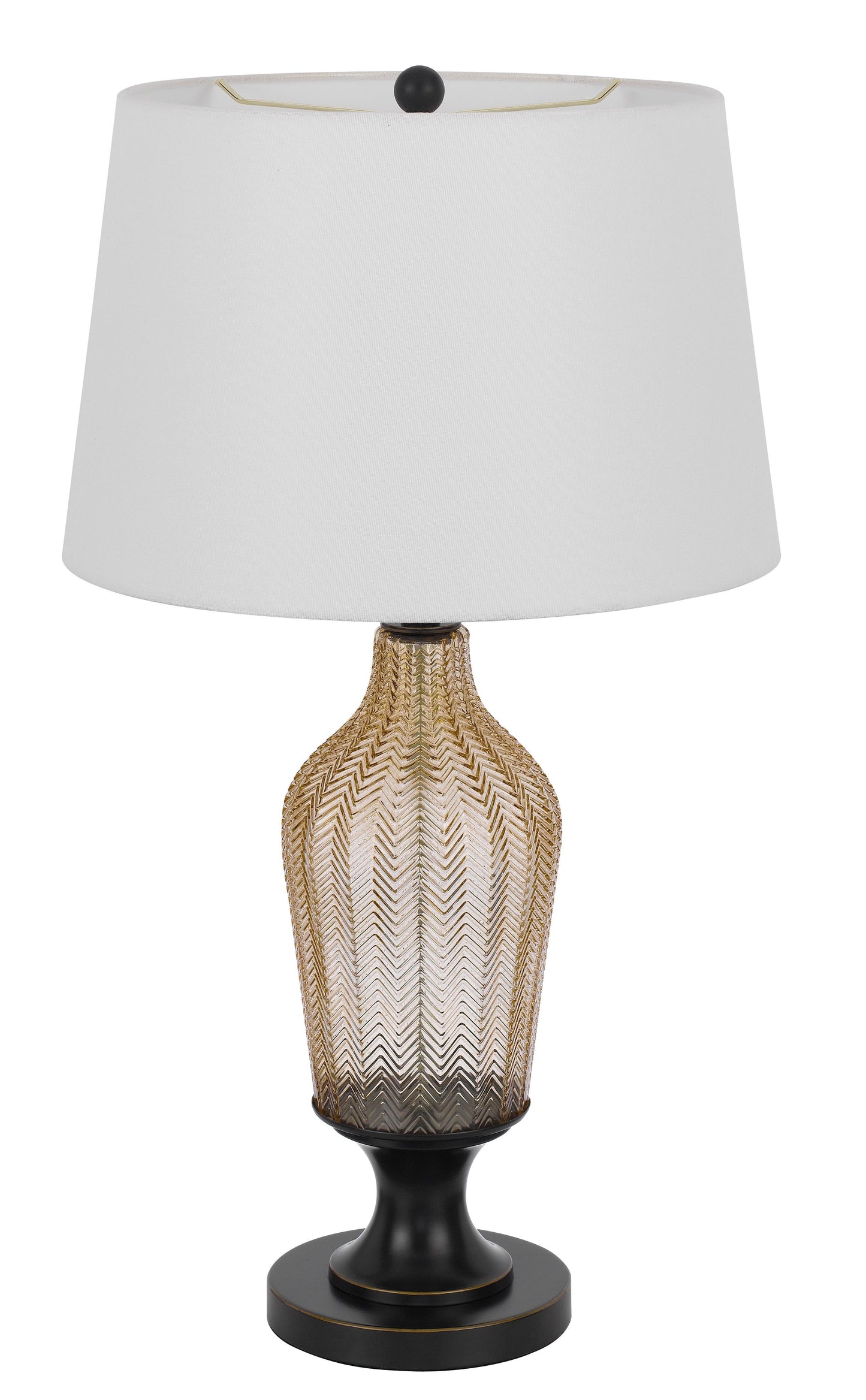 150W 3 Way Fluted Column Glass Table Lamp With Metal Base