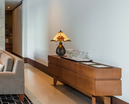 60W X 2 Tiffany Table Lamp With Pull Chain Switch With Resin Lamp Body