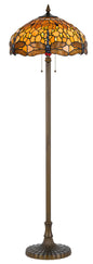 60W X 2 Tiffany Floor Lamp With Zinc Cast Base