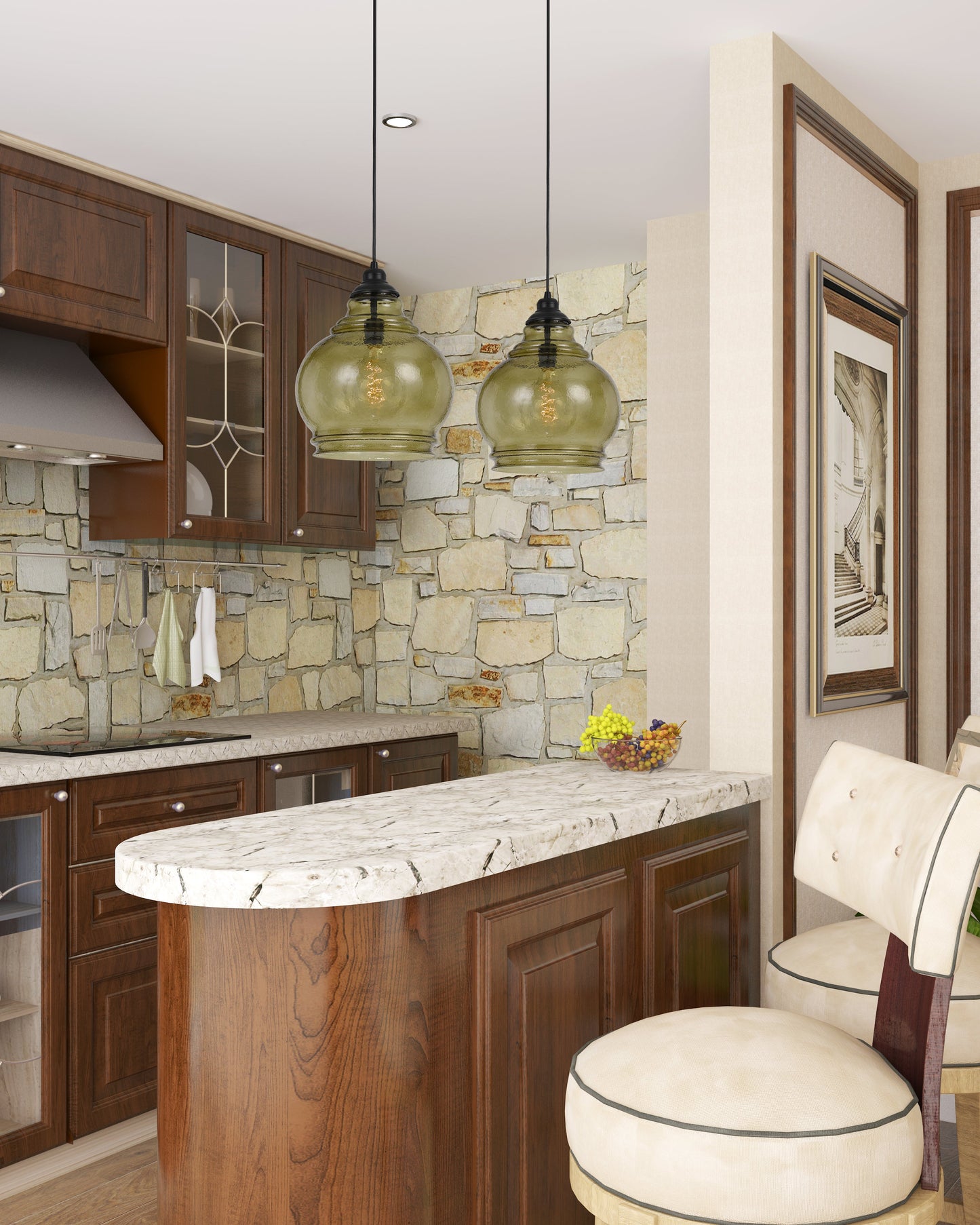 60W Rovigo Rippled Glass Pendant