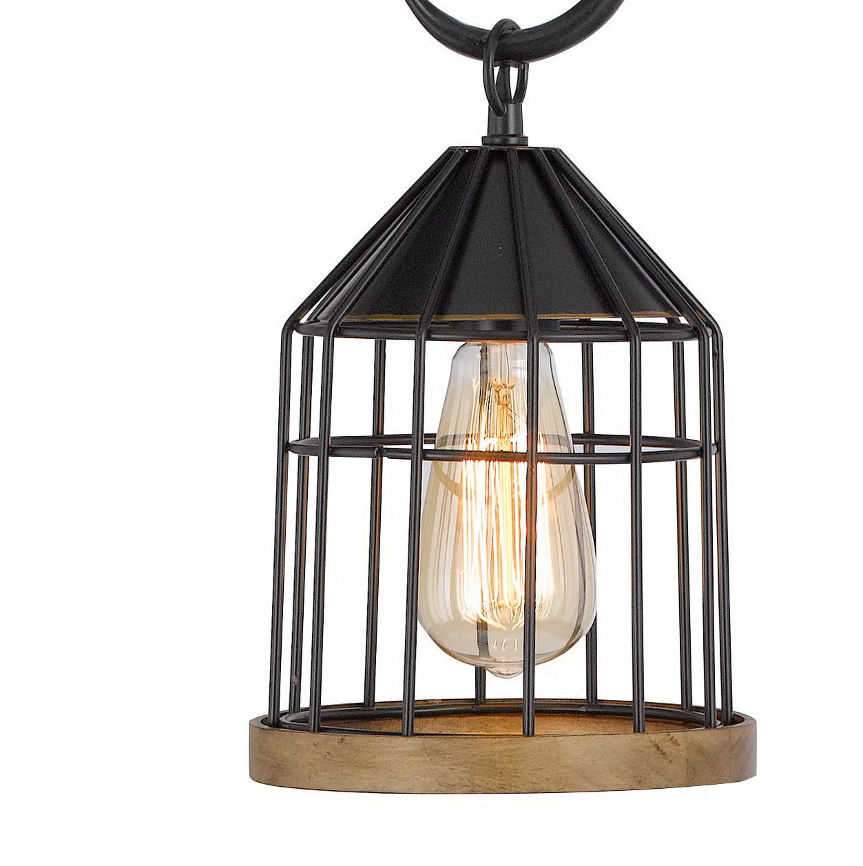 60W Valparaiso Downbridge Metal Floor Lamp With Lantern Style Metal And Pine Wood Shade