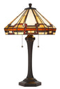 60W X 2 Tiffany Table Lamp With Pull Chain Switch With Resin Lamp Body