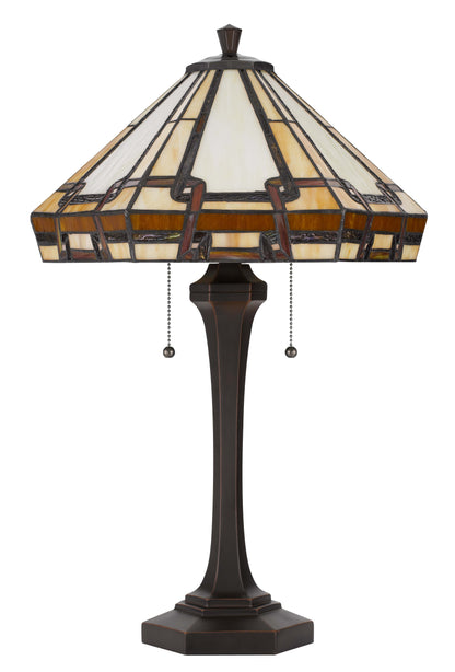 60W X 2 Tiffany Table Lamp With Pull Chain Switch With Resin Lamp Body