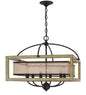 Palencia Rubber Wood Square Chandelier With Organza Shade