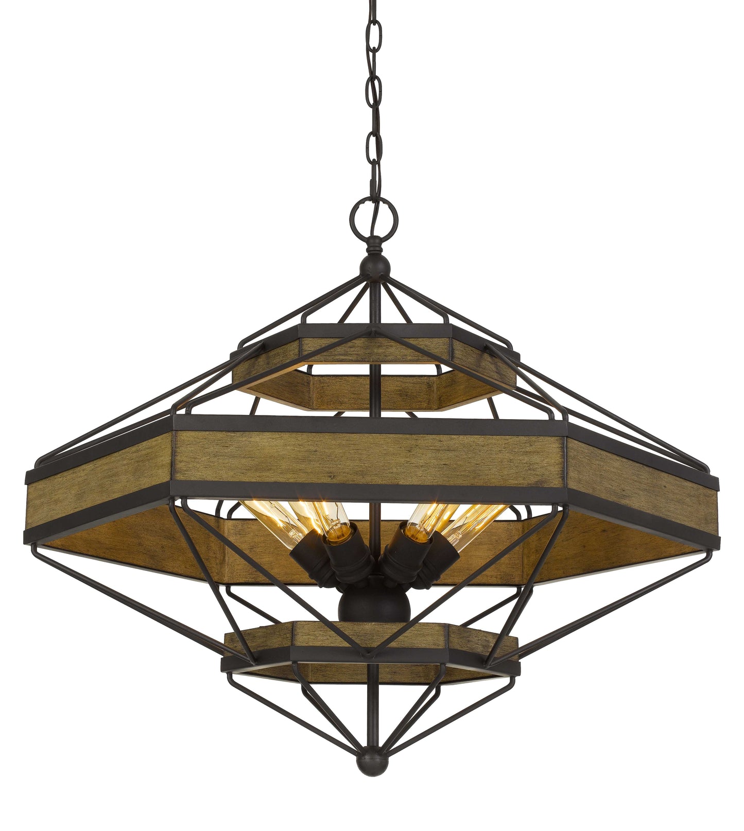 Alicante 60W X 6 Pine Wood/Metal Chandelier  (Edison Bulbs Not Included)