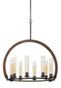 60W X 8 Sulmona Wood/Metal Chandelier With Glass Shade (Edison Bulbs Not Included)