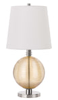 150W 3 Way Salisbury Glass Table Lamp With Hardback Fabric Shade