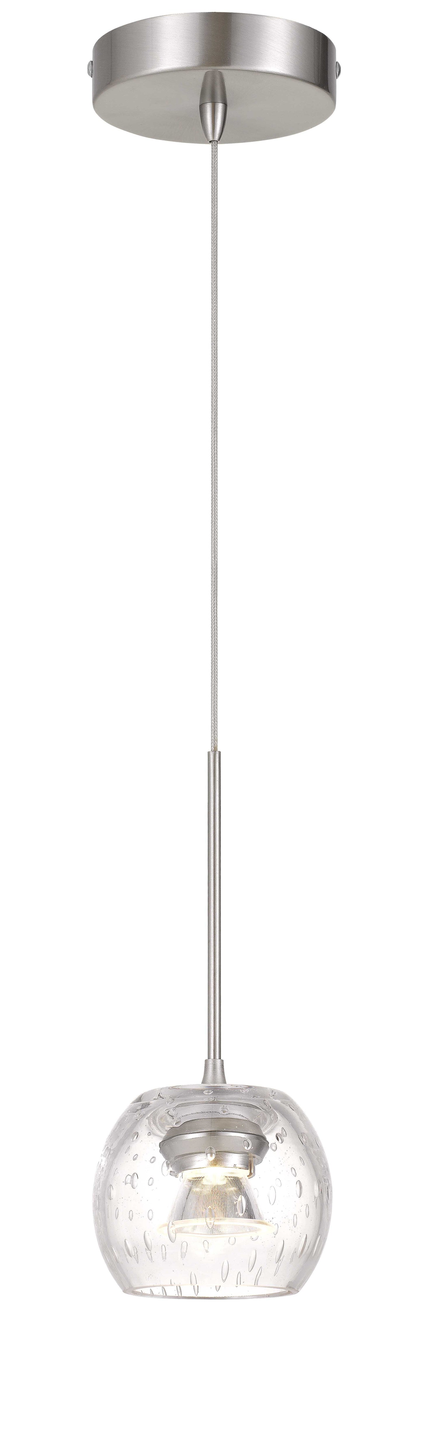 Ithaca Dimmable LED Mini Pendant With Clear Bubbled Glass