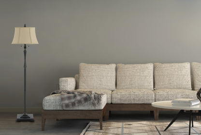 60W X 2 Madison Club Floor Lamp With Burlap Shade And Pull Chain Switch