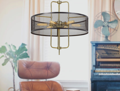 60W X 6 Leiden Metal Chandelier With Mesh Shade (Edison Bulbs Are Not Included)