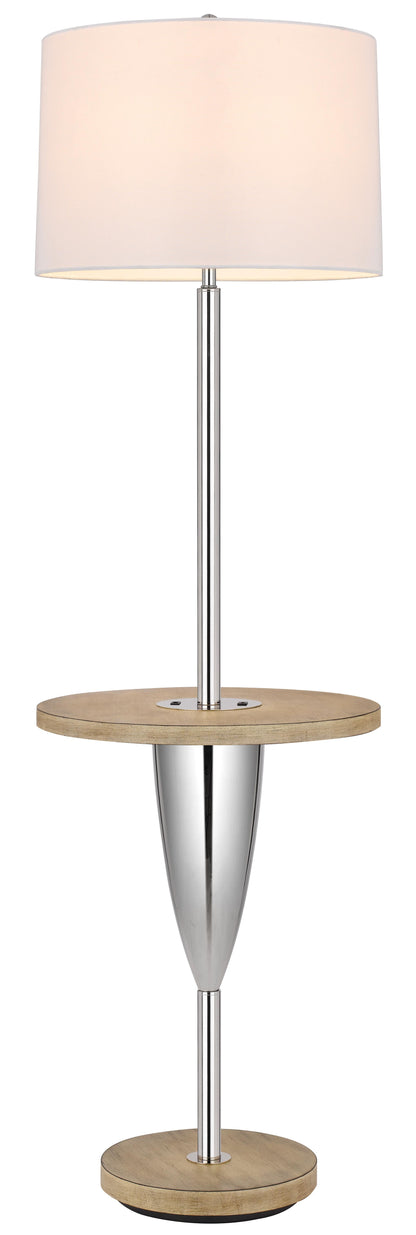 150W 3 Way Lockport Metal Floor Lamp With Rubber Wood Tray Table And Base And 1 Usb And 1 Type C Usb Charging Port