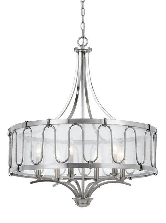 60W X 6 Vincenza Metal Chandelier With Trasparent Fabric Shade