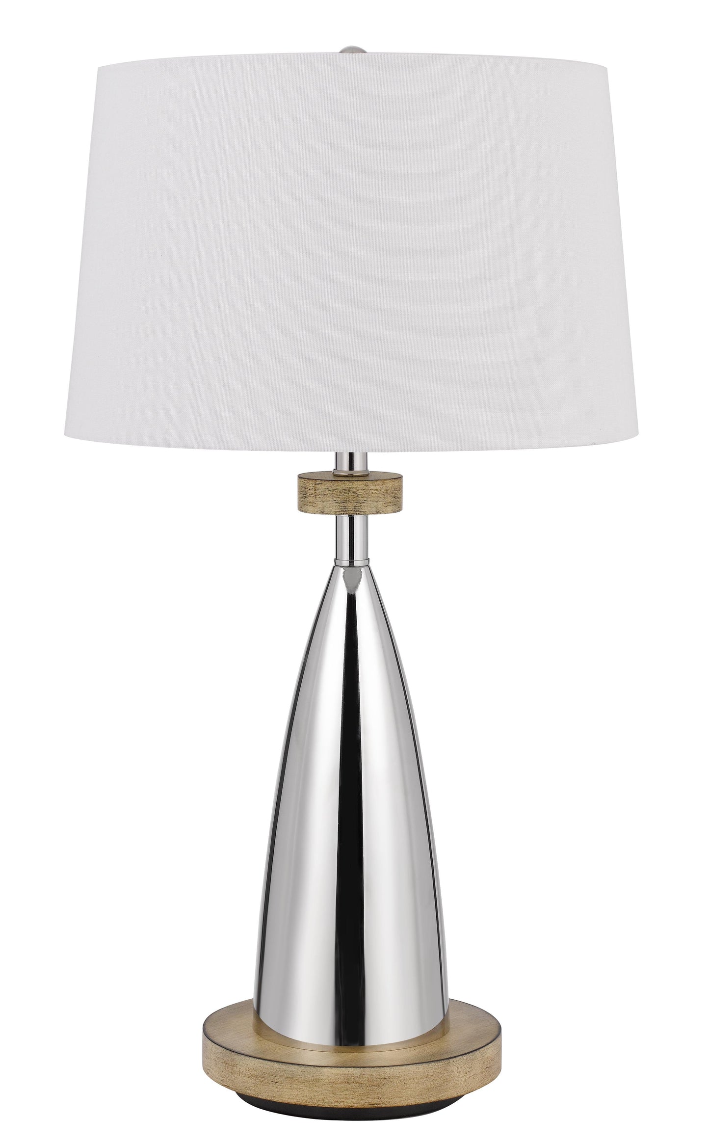 150W 3 Way Lockport Metal Table Lamp With Faux Wood Finish