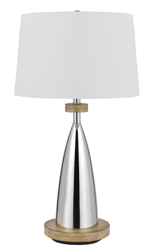 150W 3 Way Lockport Metal Table Lamp With Faux Wood Finish