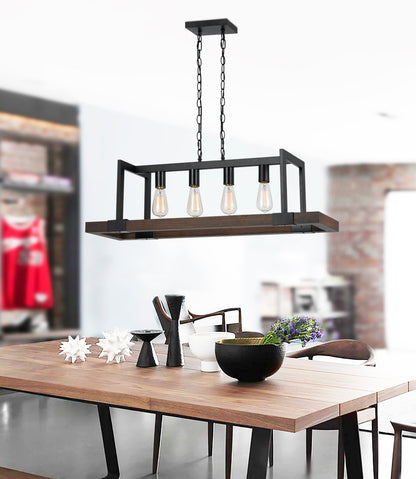 60W X 4 Antonio Wood/Metal Chandelier