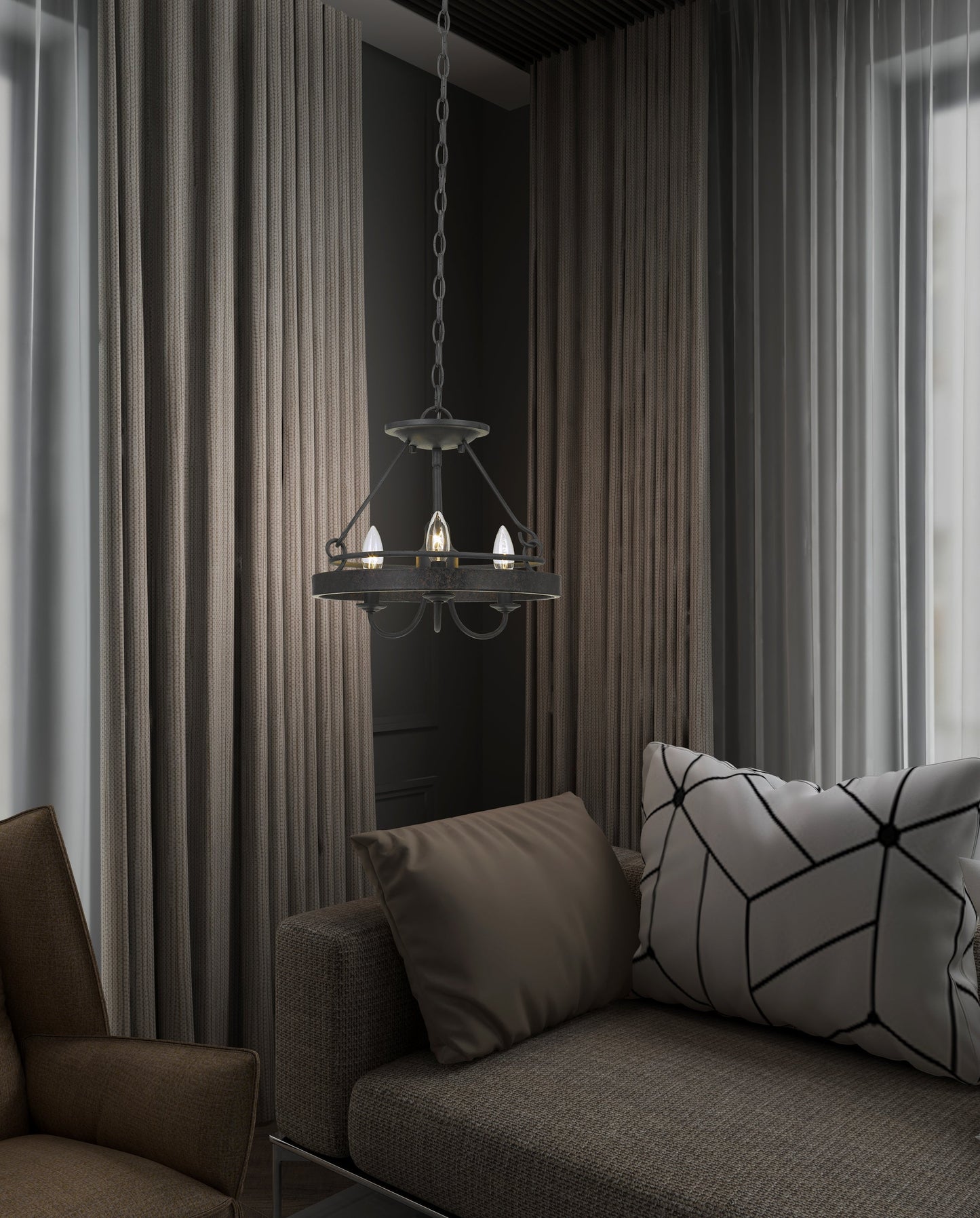 60W X 3 Helena Metal 2 In 1 Pendant/Semi Flush Mount Fixture