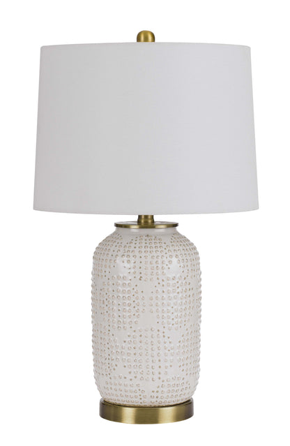 150W 3 Way Sedalia Ceramic Table Lamp With Hardback Fabric Shade