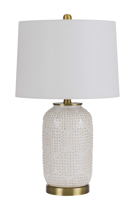 150W 3 Way Sedalia Ceramic Table Lamp With Hardback Fabric Shade