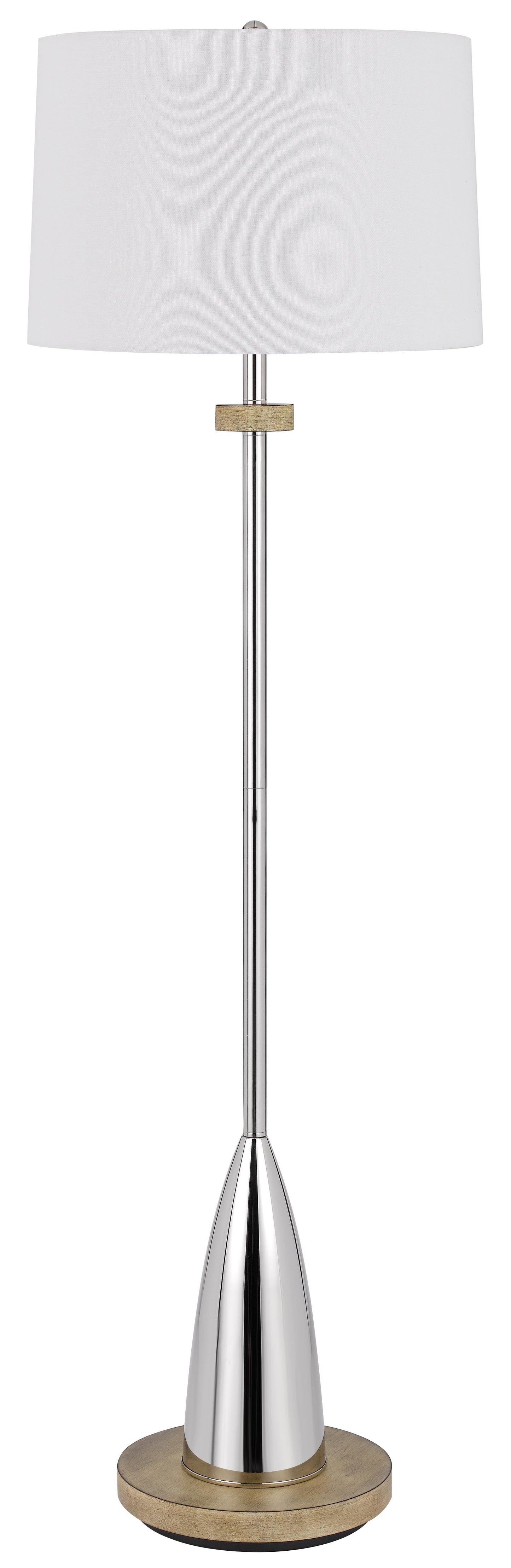 150W 3 Way Lockport Metal Floor Lamp With Rubber Wood Base