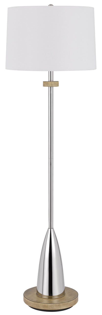 150W 3 Way Lockport Metal Floor Lamp With Rubber Wood Base