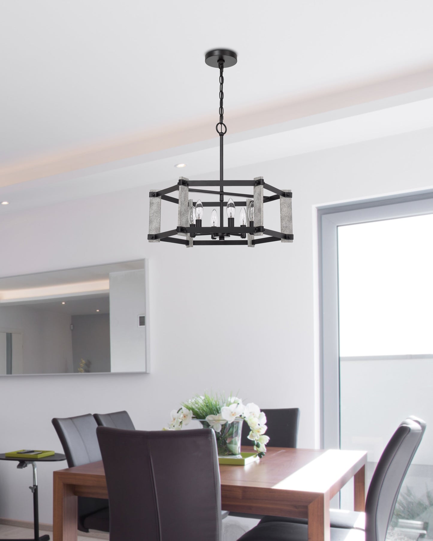 60W X 6 Rutland Hammered Metal Chandelier