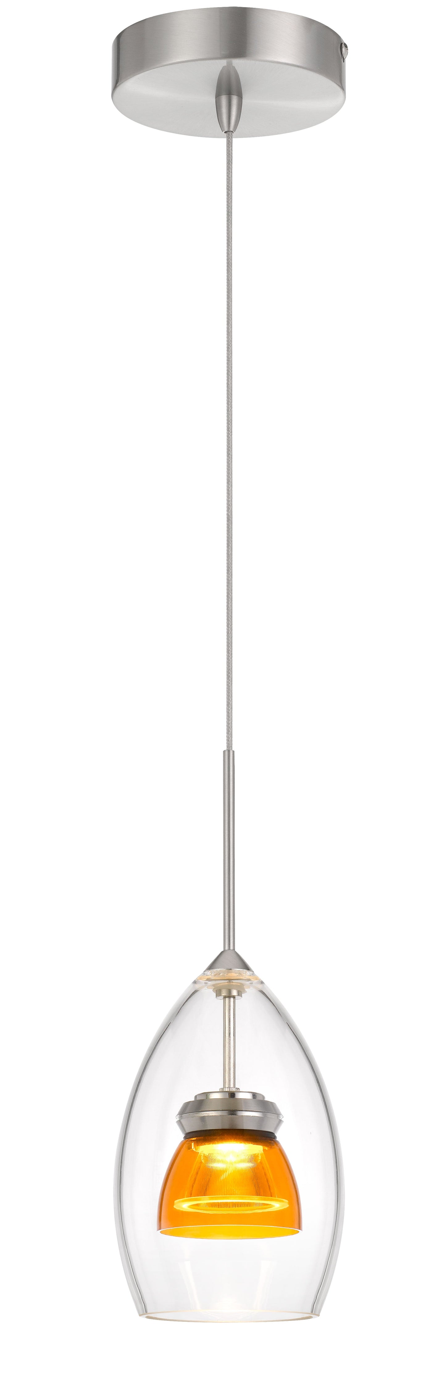 13" Height Metal and Glass Mini Pendant in Frosted