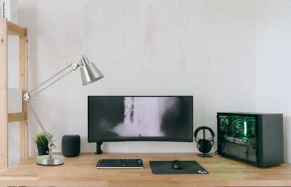 Large Desk Lamp in Brushed Steel Finish