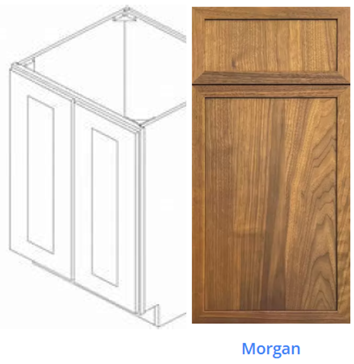 Custom Frameless Cabinet 24 in. base cabinet with 2 full-height height doors