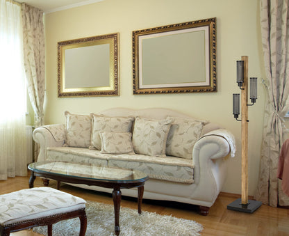 60W X 3 Lenox Lantern Style Rubber Wood / Metal Floor Lamp With Mesh Metal Shades