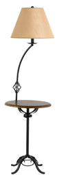 150W 3 Way Wrought Iron Floor Lamp With Wood Tray Table