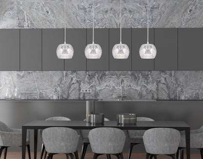 Ithaca Dimmable LED Glass Mini Pendant With Clear Crackle Glass