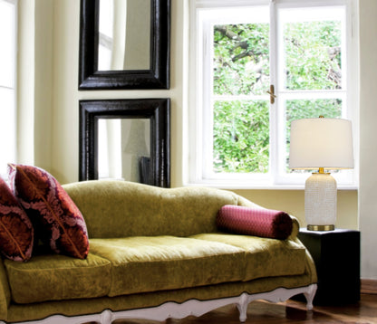 150W 3 Way Sedalia Ceramic Table Lamp With Hardback Fabric Shade