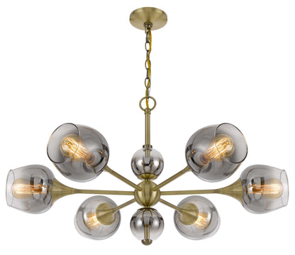 60W X 6 Pendleton Metal Chandelier With Electoral Plated Smoked Glass Shades