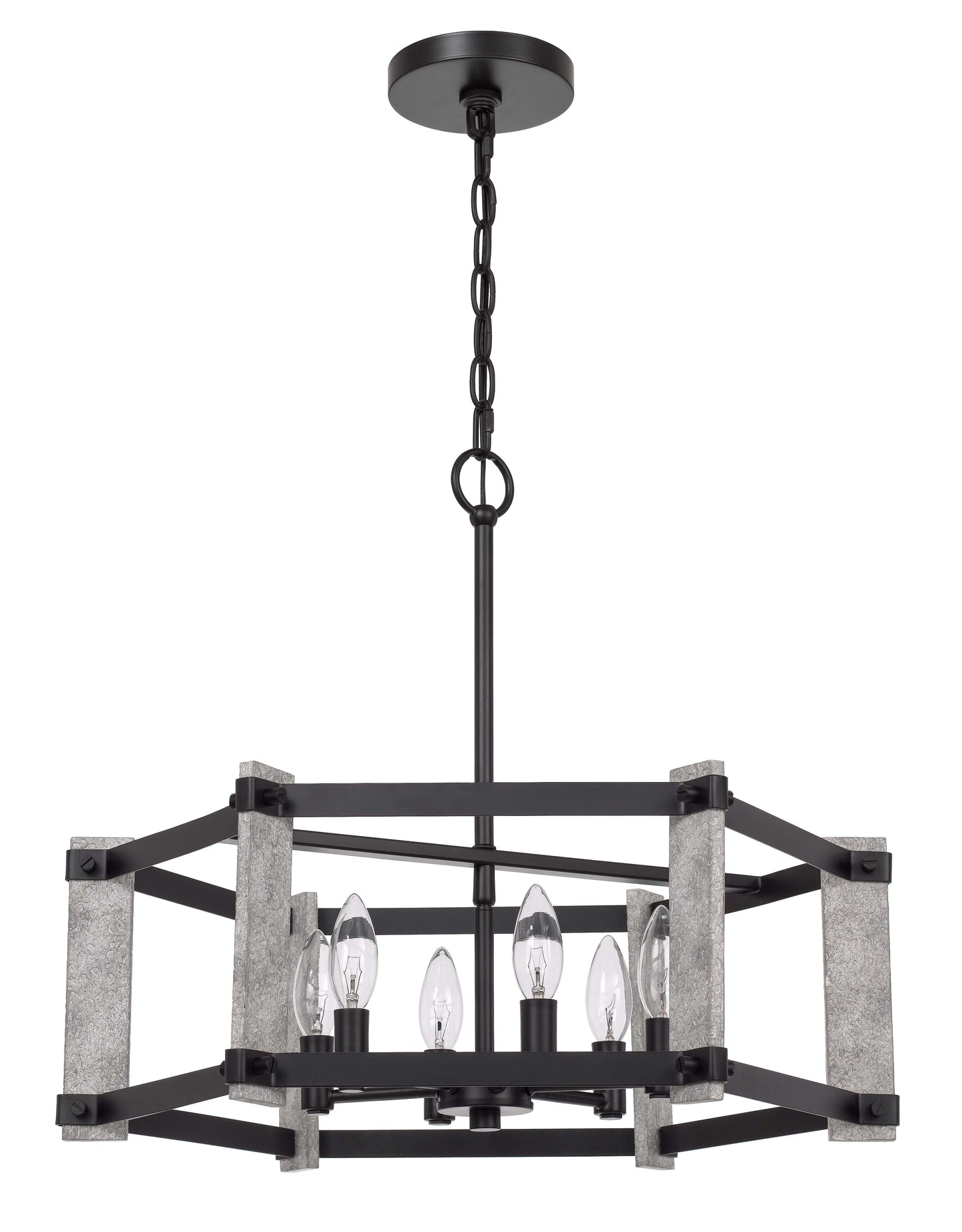 60W X 6 Rutland Hammered Metal Chandelier