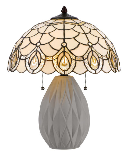 60W X 2 Tiffany Table Lamp With Pull Chain Switch And Resin Lamp Body
