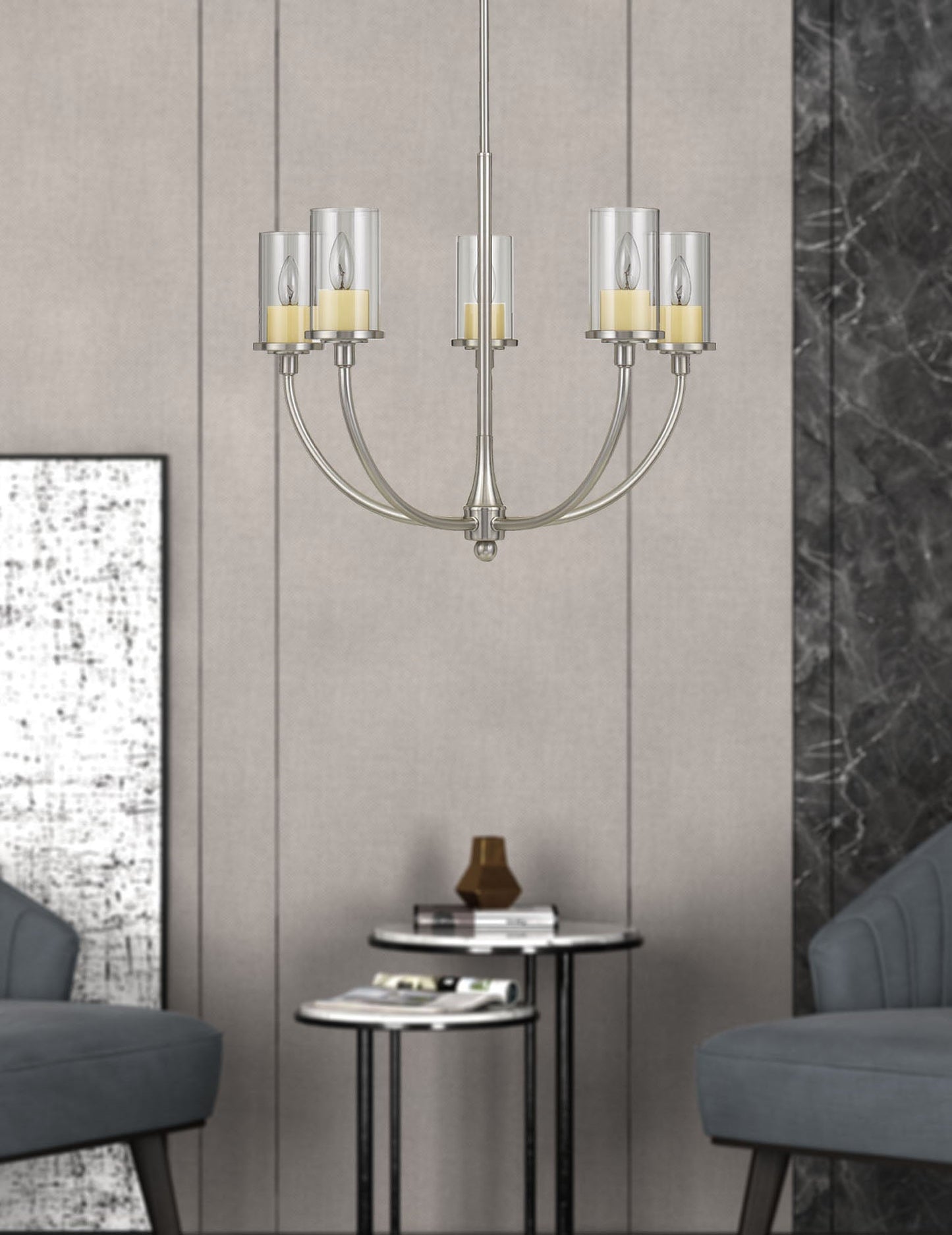 Jervis Metal Chandelier With Glass Shades
