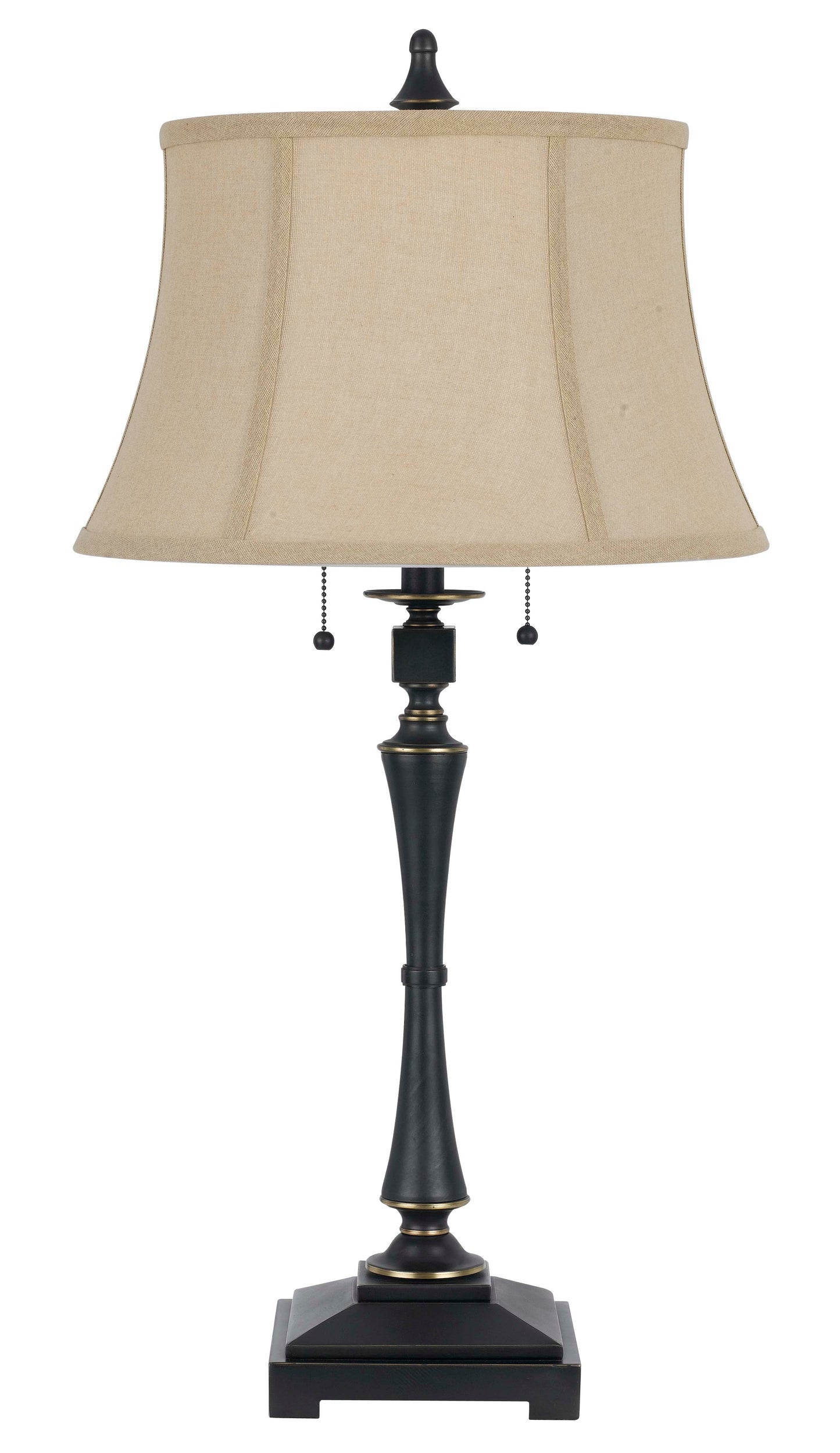 60W X 2 Madison Table Lamp With Burlap Shade And Pull Chain Switch