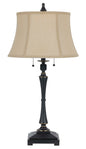 60W X 2 Madison Table Lamp With Burlap Shade And Pull Chain Switch