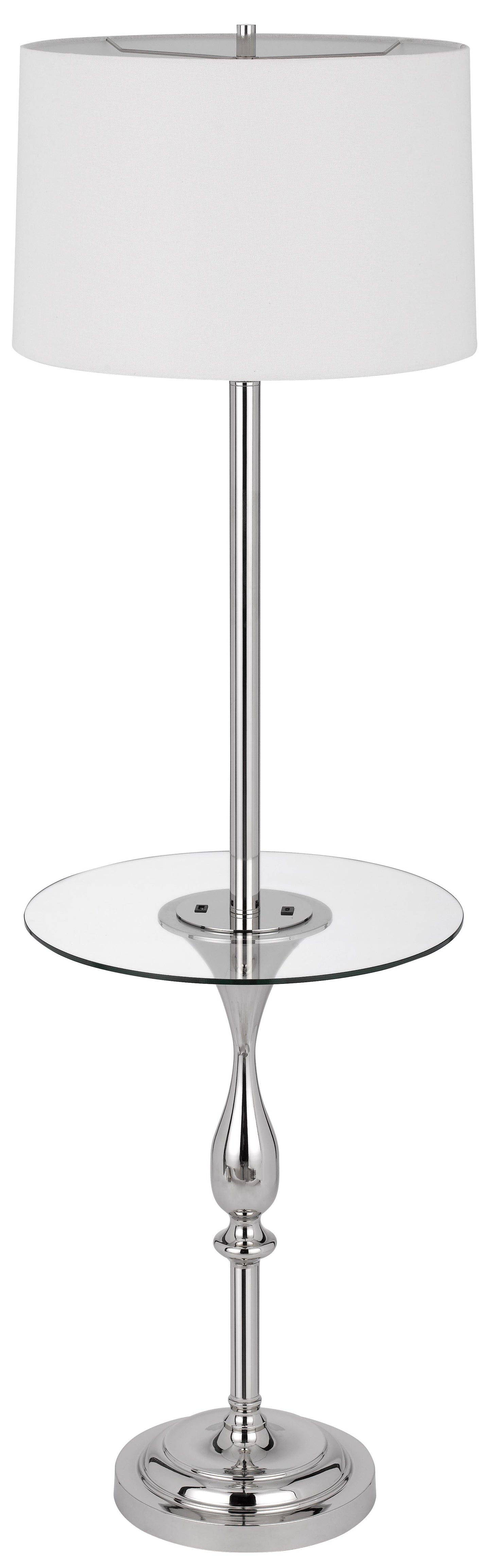 150W 3 Way Sturgis Metal Floor Lamp With Glass Tray Table And 1 Usb And 1 Type C Usb Charging Ports And Rubber Wood Base