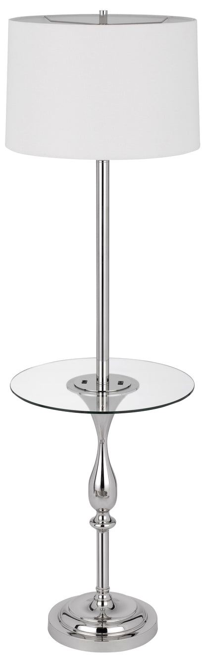 150W 3 Way Sturgis Metal Floor Lamp With Glass Tray Table And 1 Usb And 1 Type C Usb Charging Ports And Rubber Wood Base