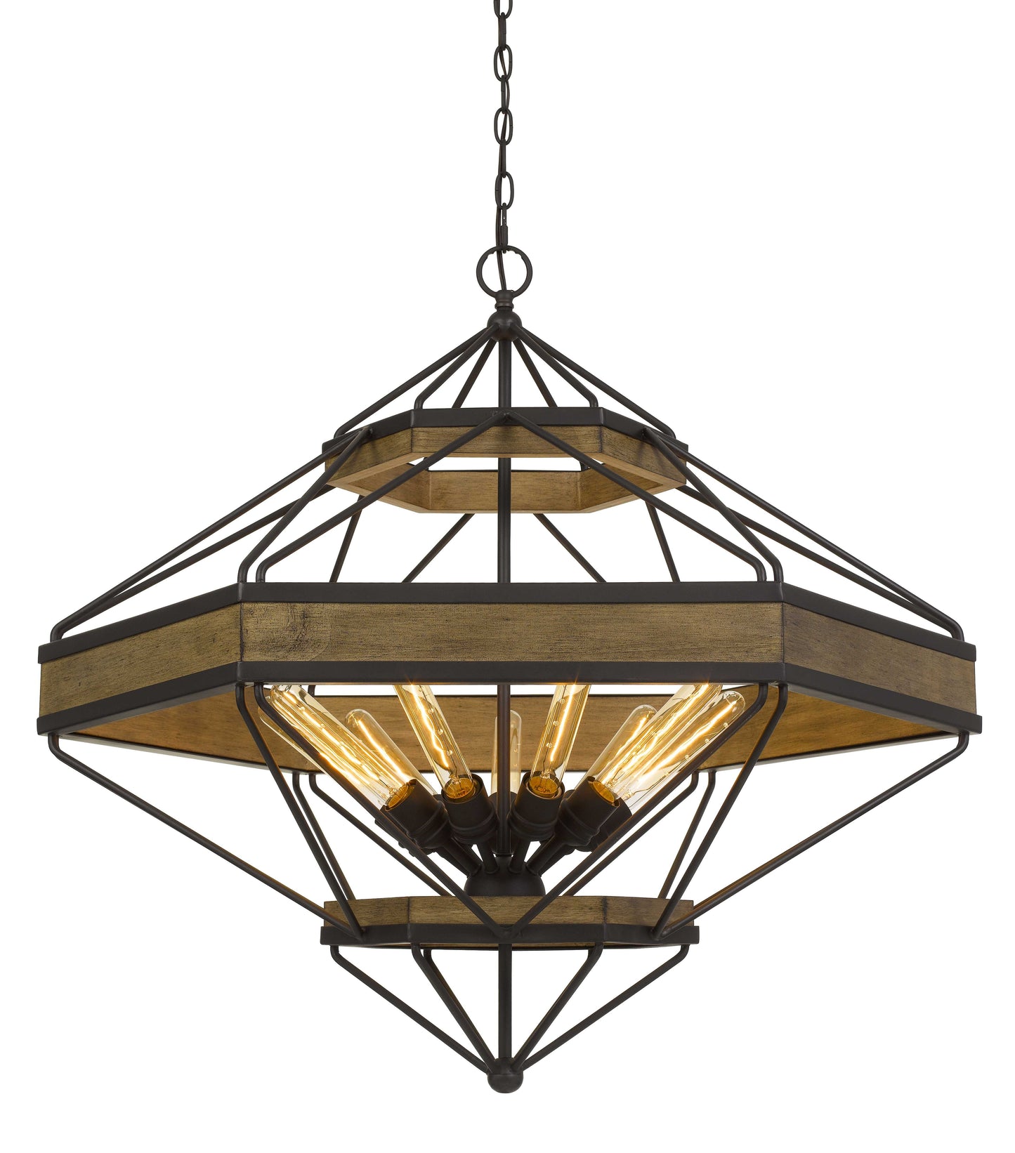 Alicante 60W X 9 Pine Wood/Metal Chandelier  (Edison Bulbs Not Included)