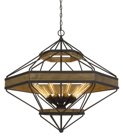 Alicante 60W X 9 Pine Wood/Metal Chandelier  (Edison Bulbs Not Included)
