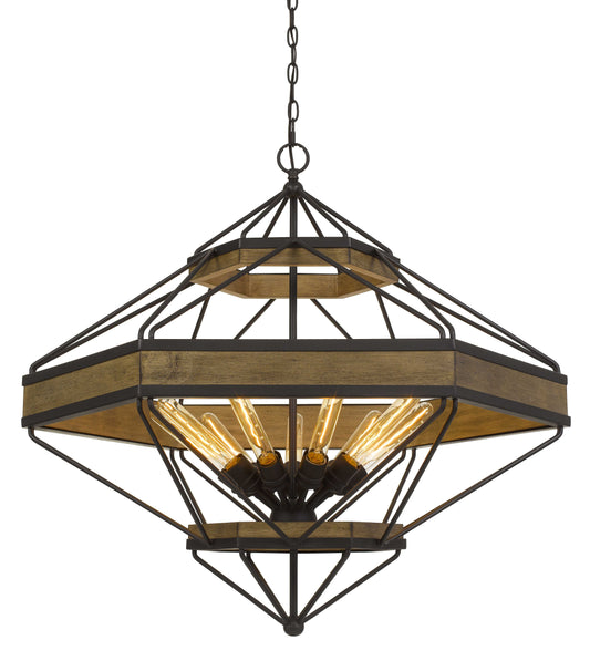 Alicante 60W X 9 Pine Wood/Metal Chandelier  (Edison Bulbs Not Included)