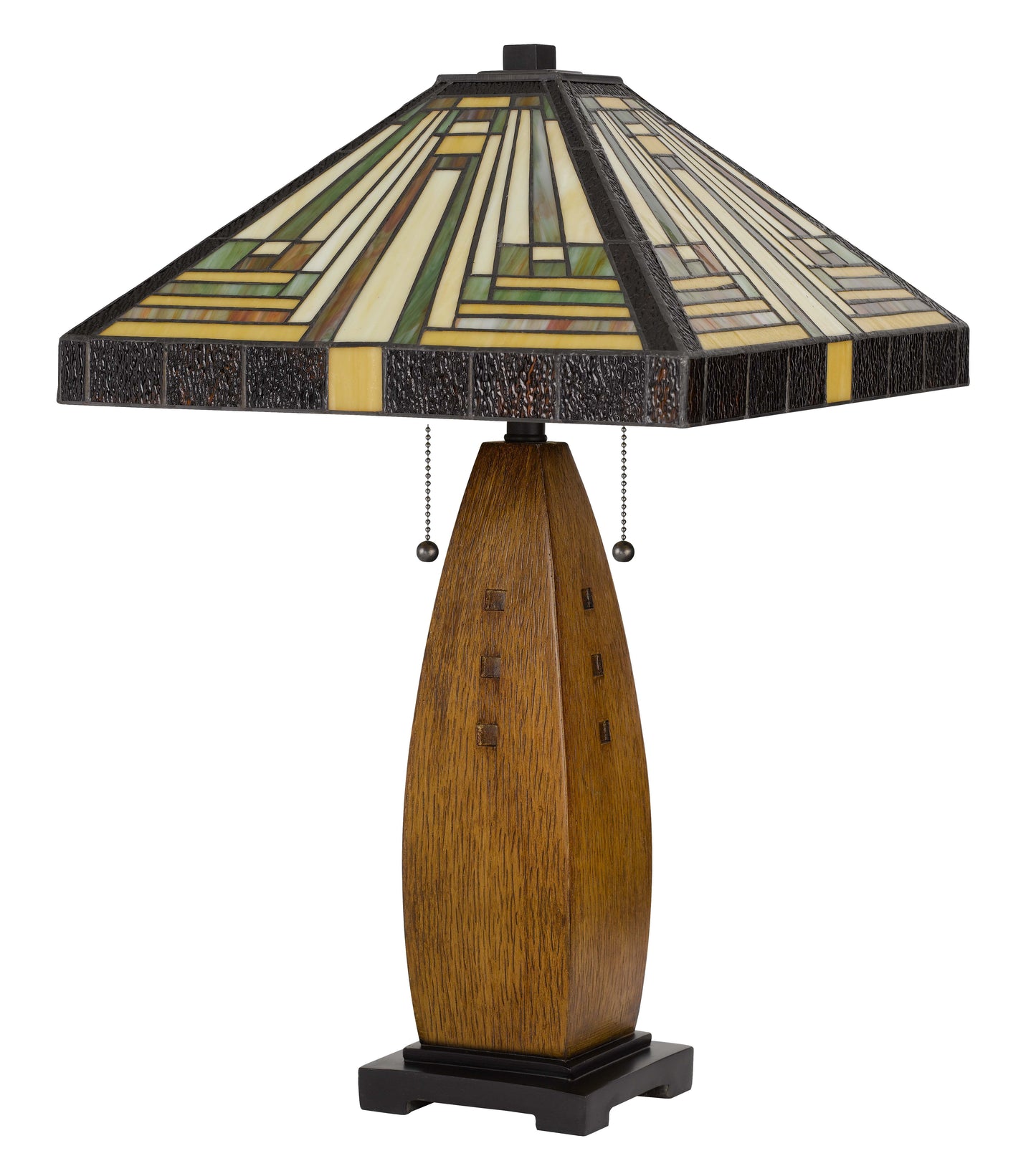 60W X 2 Tiffany Table Lamp With Pull Chain Switch With Resin Lamp Body