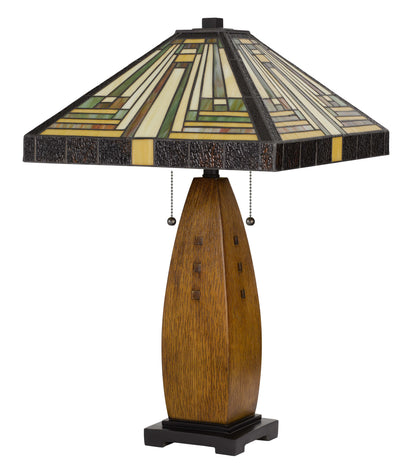 60W X 2 Tiffany Table Lamp With Pull Chain Switch With Resin Lamp Body